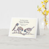 Grappige verjaardag van Groep Musvogel Kaart (Gele Bloem)