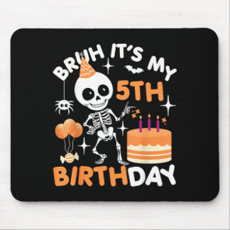 Grappige verjaardag van Halloween skelet Bruh 5e Muismat