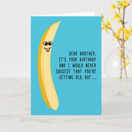 Grappige verjaardag voor broeder Green Bananas Kaart (Gele Bloem)