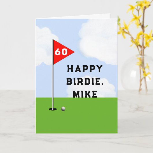 Grappige verjaardag voor golfer kaart (Gele Bloem)