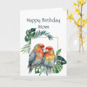 Grappige Verjaardag voor Moeder Papegaai Paar Voge Kaart (Gele Bloem)