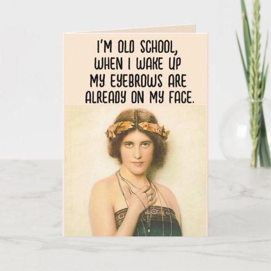 GRAPPIGE VERJAARDAG VOOR VRIEND WENKBRAUWEN RETRO  BEDANKKAART (Voorkant)