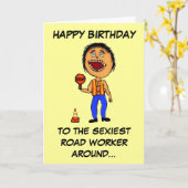 Grappige Verjaardag Wegenbouwer Kaart (Gele Bloem)