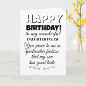 Grappige verjaardag wens dochter in de wet kaart (Gele Bloem)