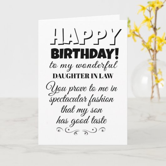 Grappige verjaardag wens dochter in de wet kaart (Gele Bloem)