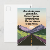 Grappige verjaardag wordt oud draaien van de auto briefkaart (Voorkant / Achterkant)