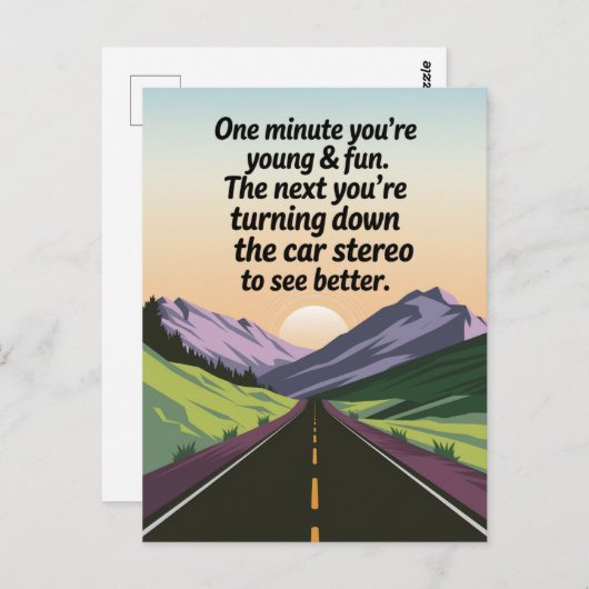 Grappige verjaardag wordt oud draaien van de auto briefkaart (Voorkant / Achterkant)