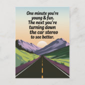 Grappige verjaardag wordt oud draaien van de auto briefkaart (Voorkant)