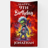 Grappige verjaardag zombie jongen spandoek (Verticaal)