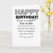 Grappige verjaardag zoon in de wet kaart (Gele Bloem)