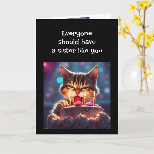 Grappige Verjaardag Zus Hond Dieren Humor Kaart (Gele Bloem)