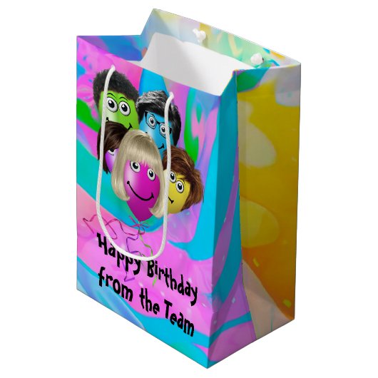 Grappige verjaardagsballonnen medium cadeauzakje (Voorkant Gekanteld)