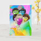 Grappige Verjaardagsballonnen van Groep  Kaart (Gele Bloem)