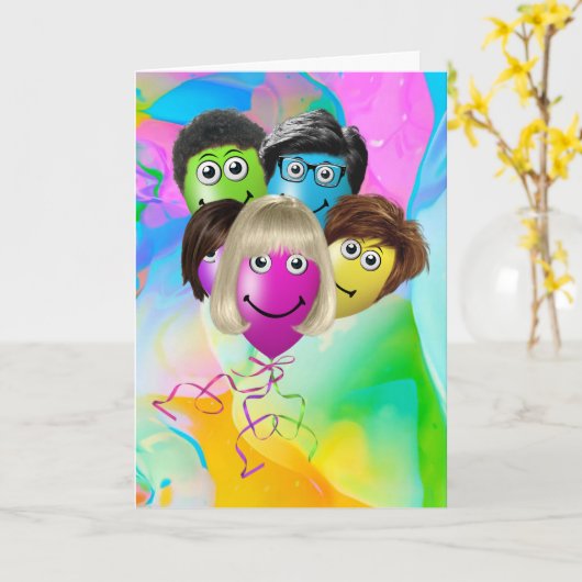 Grappige Verjaardagsballonnen van Groep Kaart (Gele Bloem)