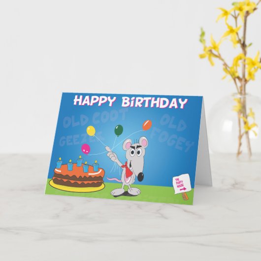 Grappige verjaardagsfeest Kaart van de oude persoo (Gele Bloem)