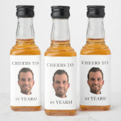 Grappige verjaardagsfoto Face Head juicht tot 40 j Likeurfles Etiket (Flessen)