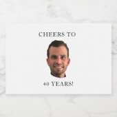 Grappige verjaardagsfoto Face Head juicht tot 40 j Likeurfles Etiket (Enkel label)