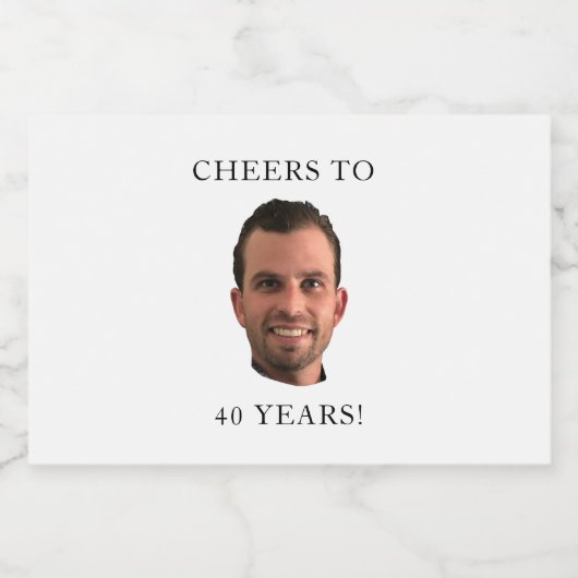 Grappige verjaardagsfoto Face Head juicht tot 40 j Likeurfles Etiket (Enkel label)
