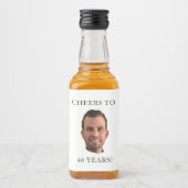 Grappige verjaardagsfoto Face Head juicht tot 40 j Likeurfles Etiket (Voorkant)