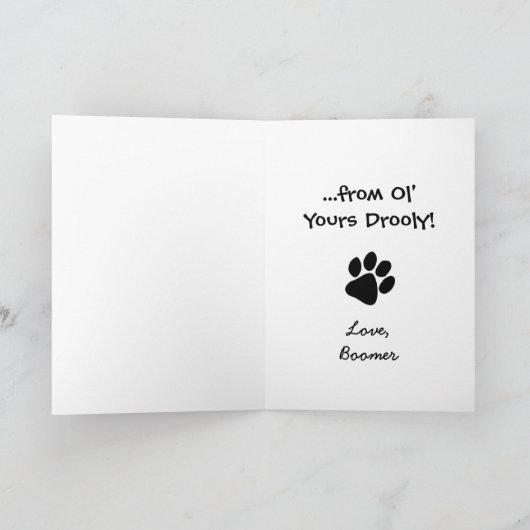 Grappige verjaardagsfotokaart van hond naar eigena kaart (Binnen)