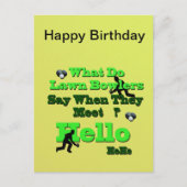 Grappige verjaardagsgroet voor grasbowlen, briefka briefkaart (Voorkant)