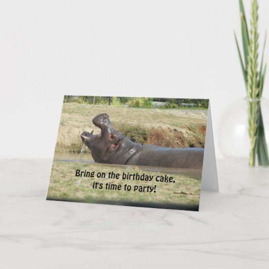 Grappige Verjaardagsgroet voor Nijlpaard Kaart (Voorkant)
