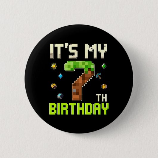 Grappige Verjaardagsjongen Het Is Mijn 7e Verjaard Ronde Button 5,7 Cm (Voorkant)