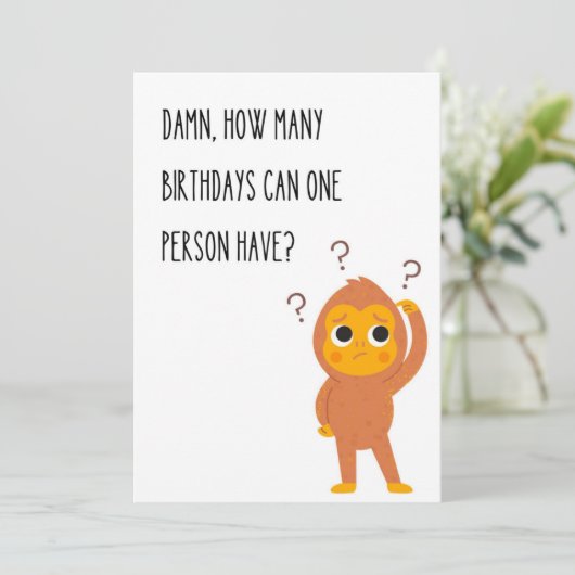 Grappige verjaardagskaart aap unieke humor kaart (Staand voorkant)