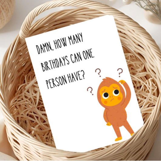 Grappige verjaardagskaart aap unieke humor kaart