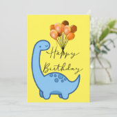 Grappige verjaardagskaart Blauwe dinosaurus Kaart (Staand voorkant)