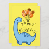 Grappige verjaardagskaart Blauwe dinosaurus Kaart (Voorkant / Achterkant)