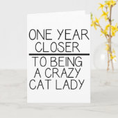 Grappige verjaardagskaart - Gekke kattendame Kaart (Gele Bloem)