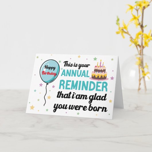 Grappige verjaardagskaart, ik ben blij dat je gebo kaart (Gele Bloem)