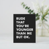 Grappige verjaardagskaart- jonger dan mij kaart (Staand voorkant)