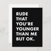 Grappige verjaardagskaart- jonger dan mij kaart (Voorkant / Achterkant)