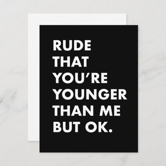 Grappige verjaardagskaart- jonger dan mij kaart (Voorkant / Achterkant)