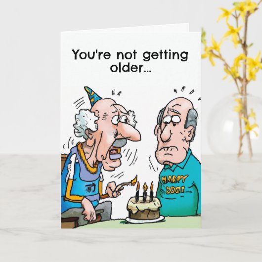 Grappige Verjaardagskaart Jonger Worden Kaart (Gele Bloem)