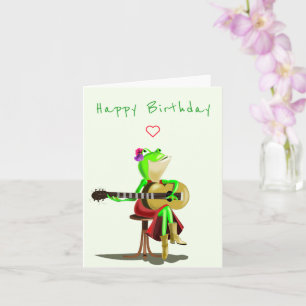 Grappige verjaardagskaart kikker speelt gitaar kaart