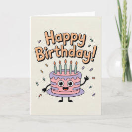 Grappige Verjaardagskaart met een Cute Geboortecak Kaart