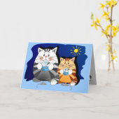 Grappige verjaardagskaart met katten die cupcakes kaart (Gele Bloem)