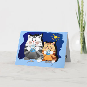 Grappige verjaardagskaart met katten die cupcakes  kaart