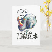 Grappige verjaardagskaart met neushoorn kaart (Gele Bloem)