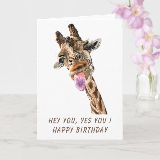 Grappige verjaardagskaart met speelse giraffe - gl kaart (Orchidee)