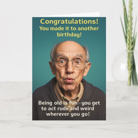 Grappige verjaardagskaart oude leeftijd kaart (Voorkant)
