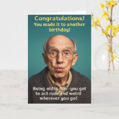 Grappige verjaardagskaart oude leeftijd kaart (Gele Bloem)