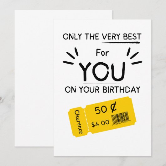 Grappige Verjaardagskaart Ruw Sarcasme Korting Kaart (Voorkant / Achterkant)