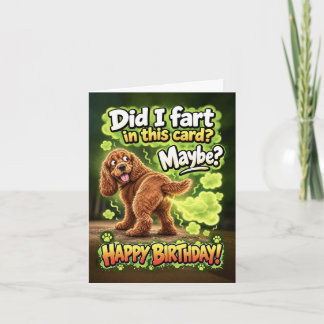 Grappige verjaardagskaart van een hond die winden kaart