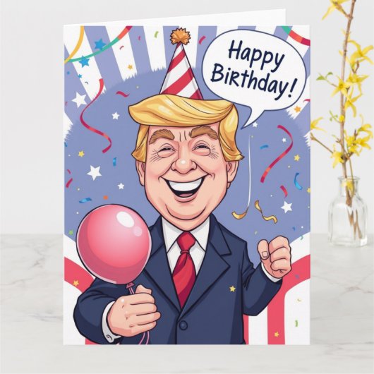 Grappige verjaardagskaart van Trump Gepersonalisee Kaart (Gele Bloem)