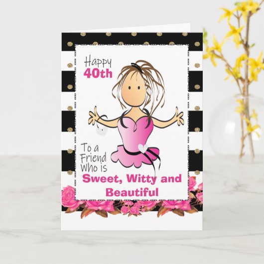 Grappige verjaardagskaart voor haar 40e verjaardag kaart (Gele Bloem)