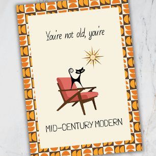 Grappige verjaardagskaart voor katten in mid-centu feestdagenkaart